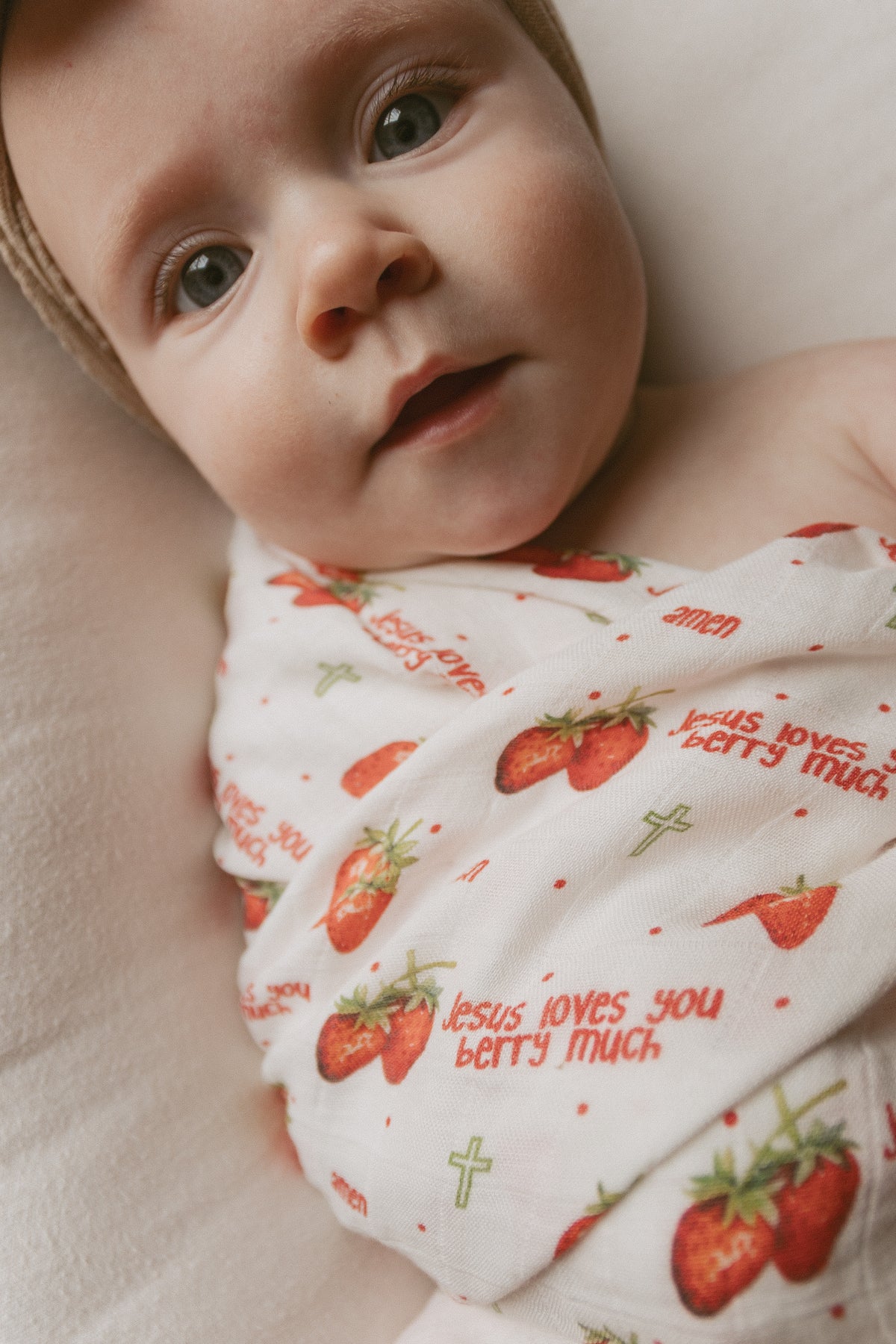 Jesus Loves You Berry Much Strawberry Swaddle