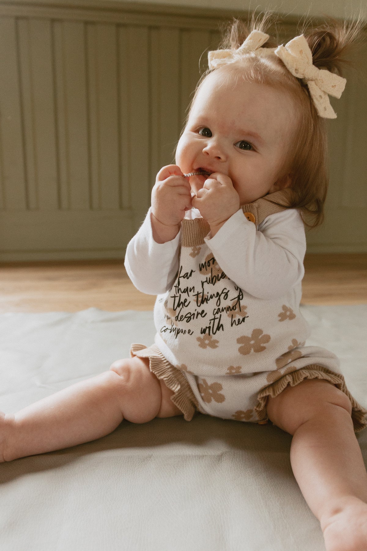 Far More Precious Floral Knit Romper