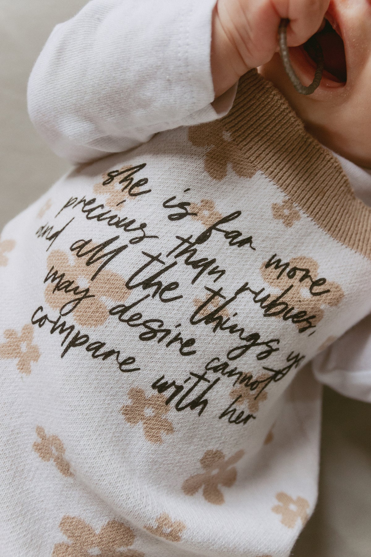 Far More Precious Floral Knit Romper