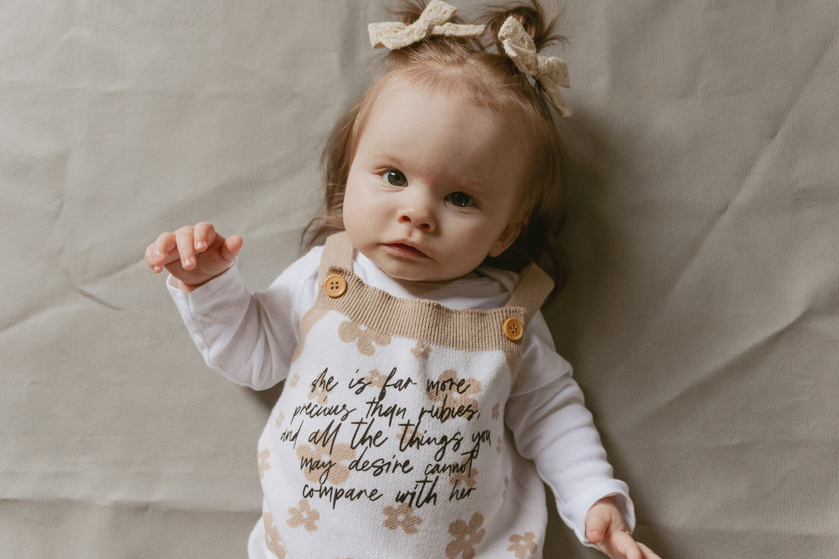 Far More Precious Floral Knit Romper