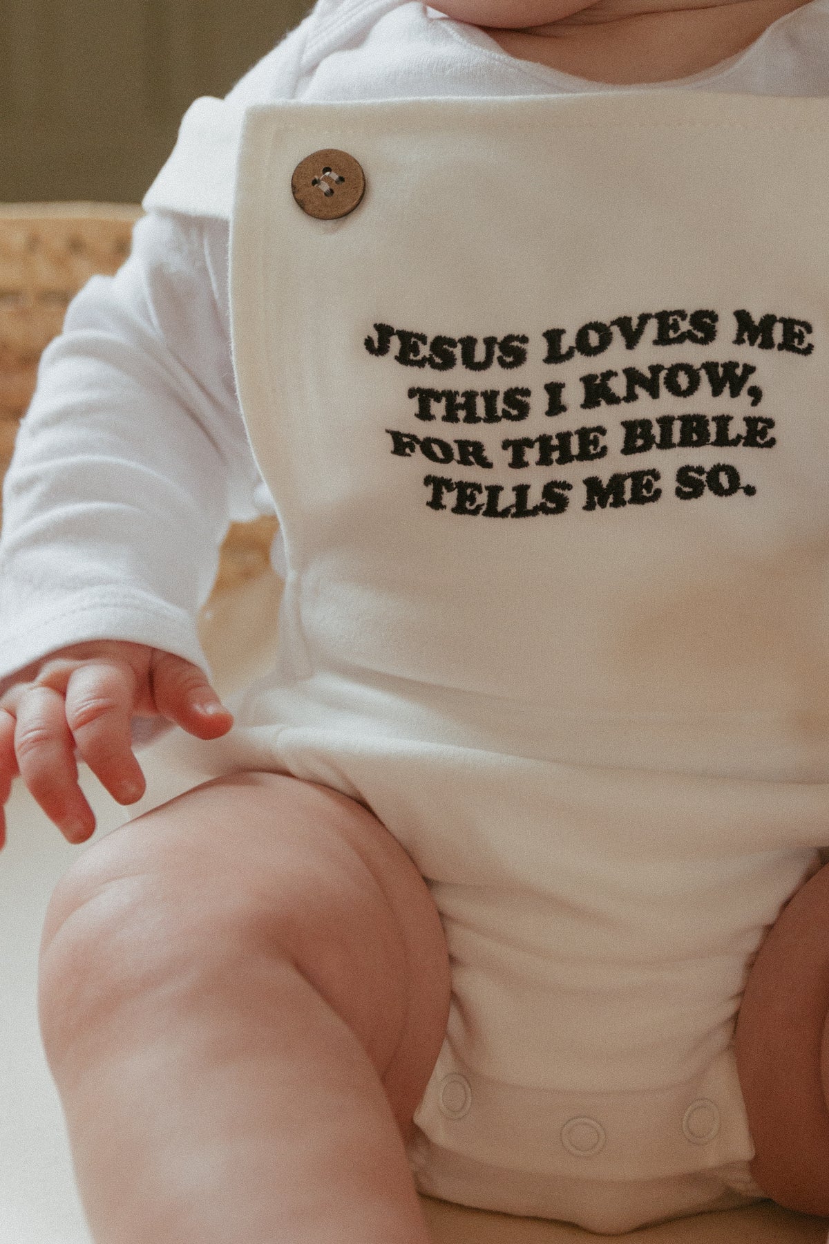 Jesus Loves Me This I Know Embroidered Romper