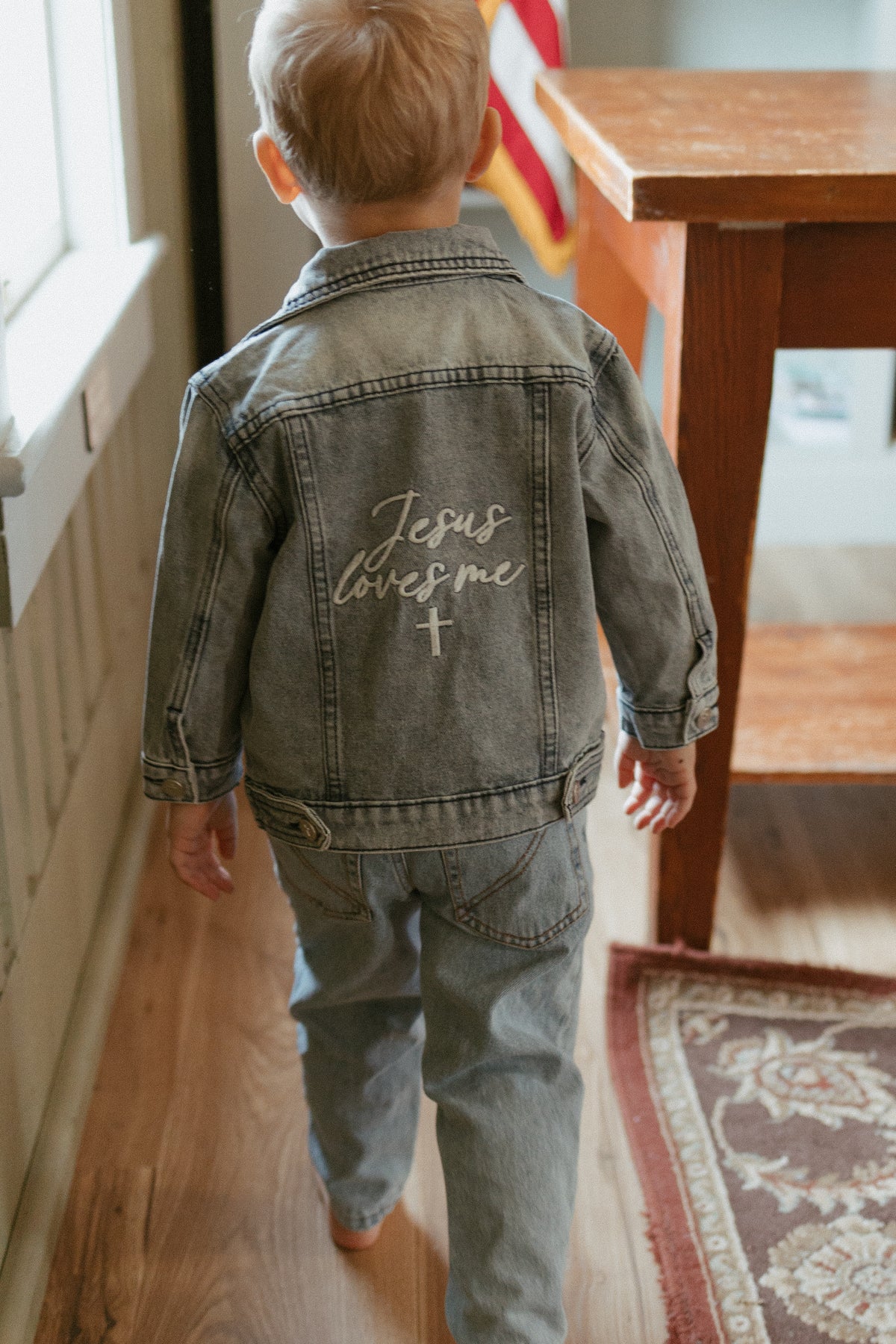 Jesus Loves Me Embroidered Denim Jacket