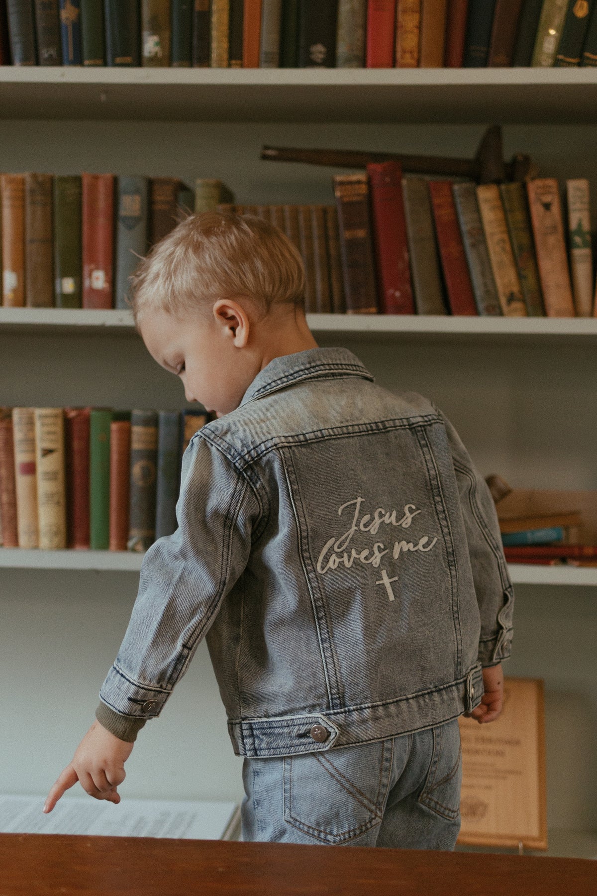 Jesus Loves Me Embroidered Denim Jacket