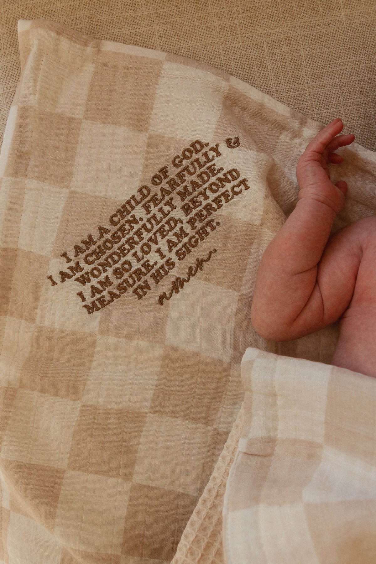 I am a Child of God Checker Waffle Blanket