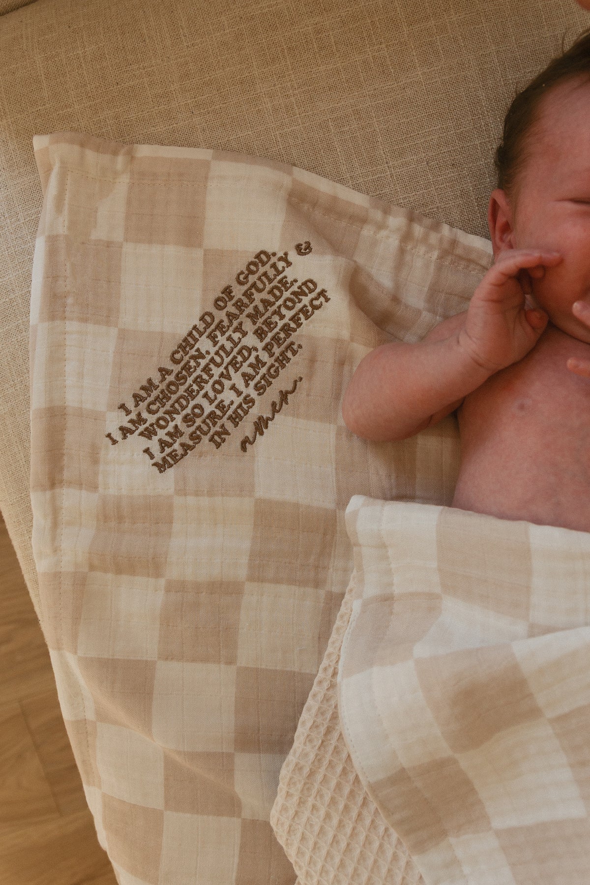 I am a Child of God Checker Waffle Blanket