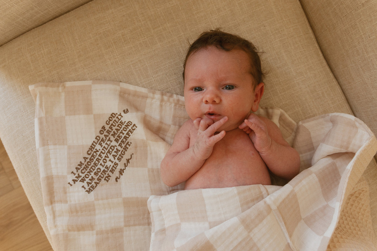 I am a Child of God Checker Waffle Blanket