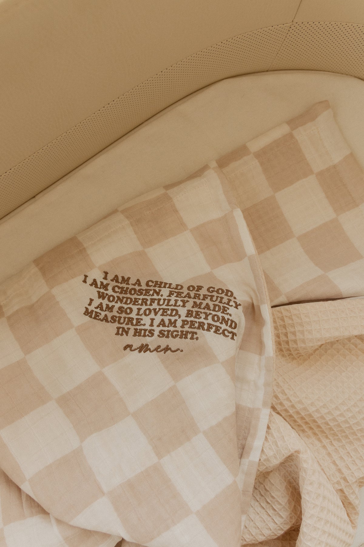 I am a Child of God Checker Waffle Blanket