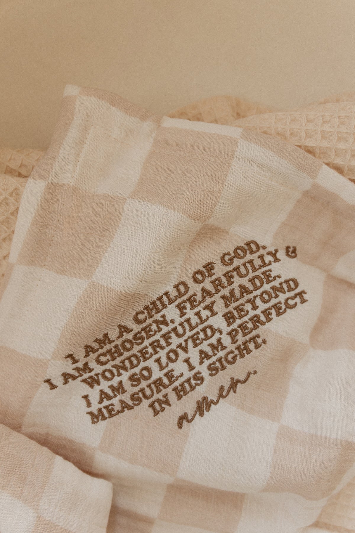 I am a Child of God Checker Waffle Blanket