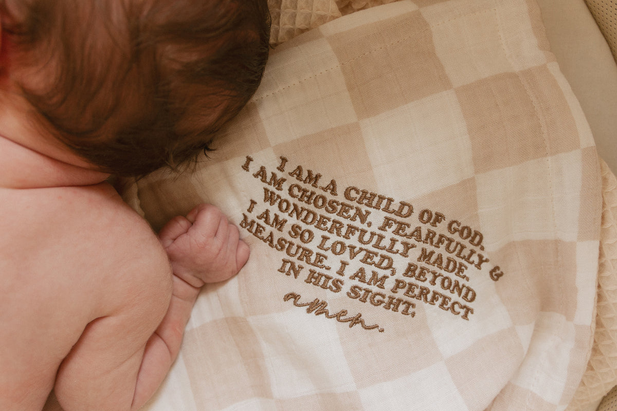 I am a Child of God Checker Waffle Blanket