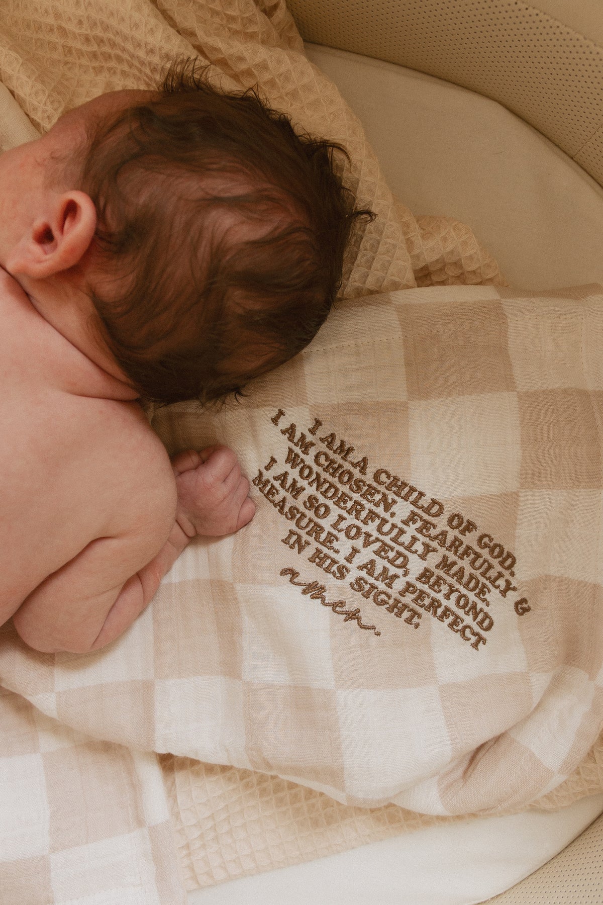 I am a Child of God Checker Waffle Blanket