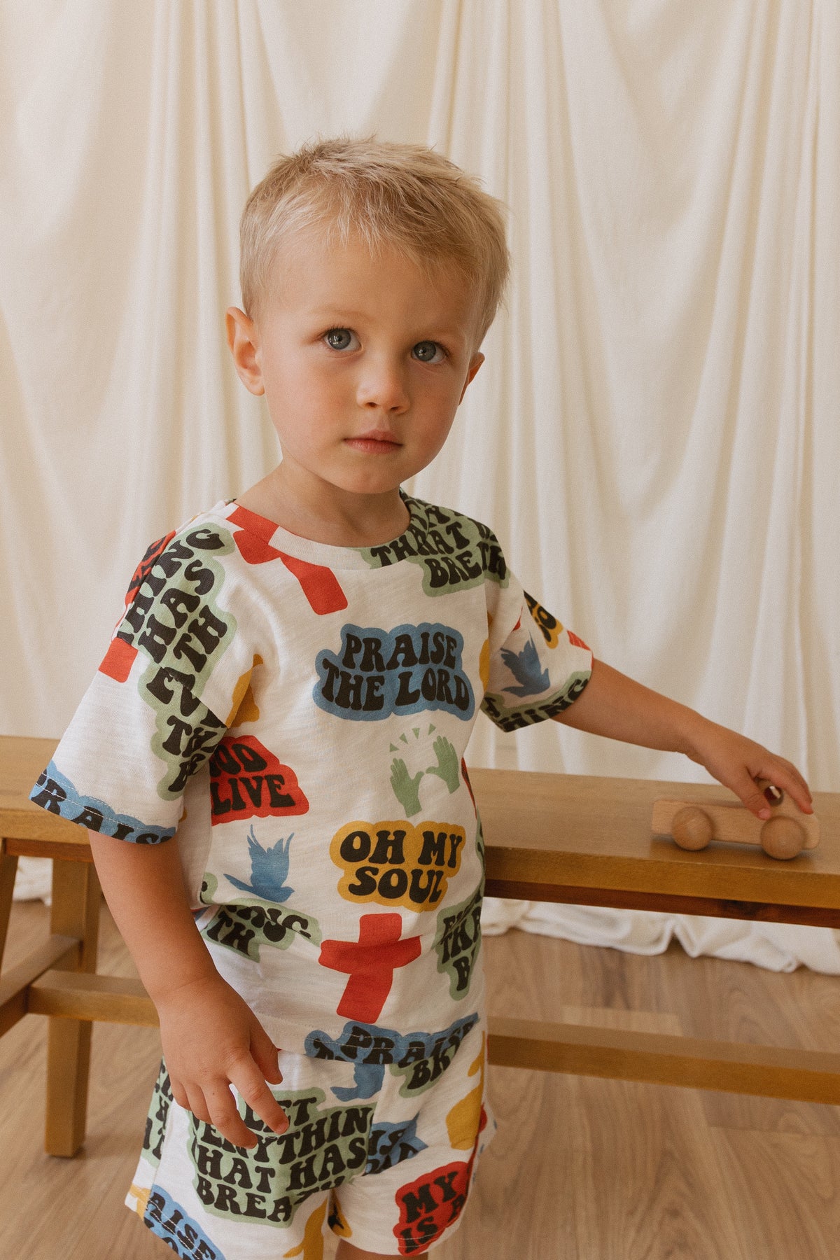 Praise the Lord Cartoon Shorts & Tee Set
