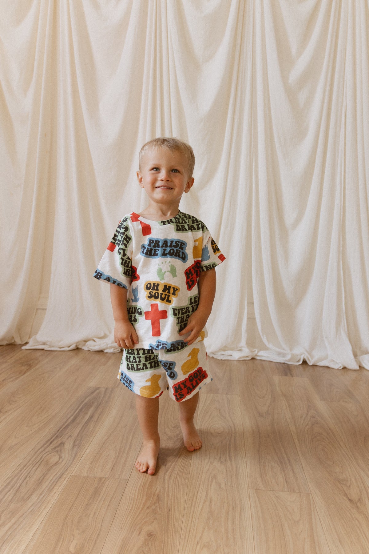 Praise the Lord Cartoon Shorts & Tee Set