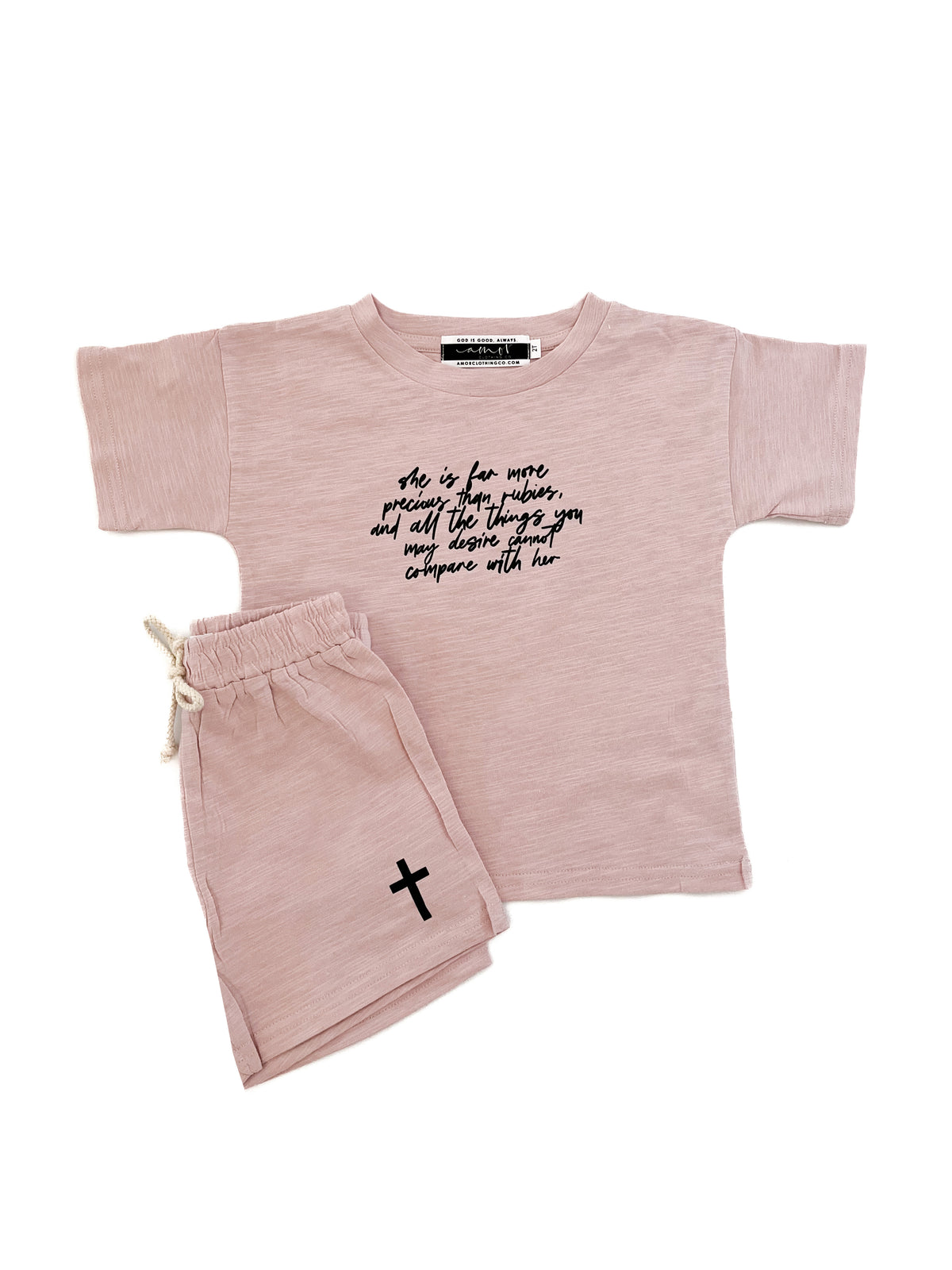 She is Far More Precious Shorts & Tee Set