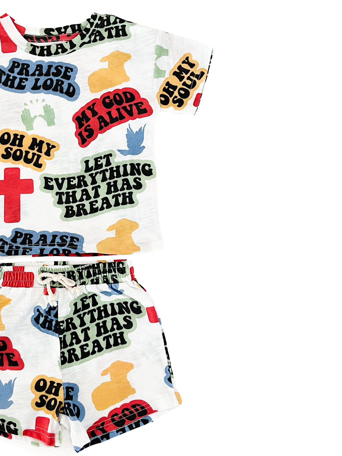 Praise the Lord Cartoon Shorts & Tee Set