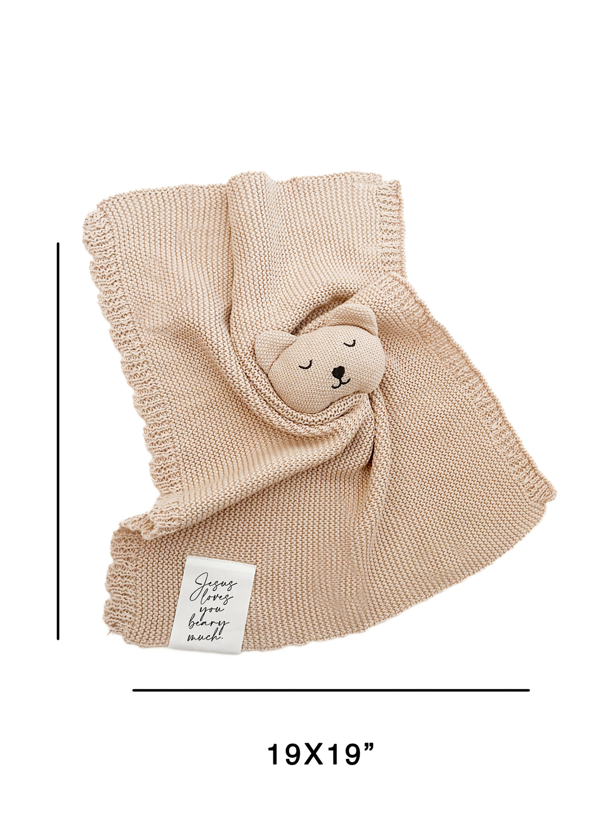 Jesus Loves You Beary Much Bear Knit Lovey