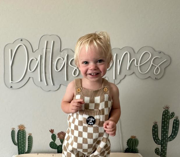 Child of God Checker Knitted Overalls