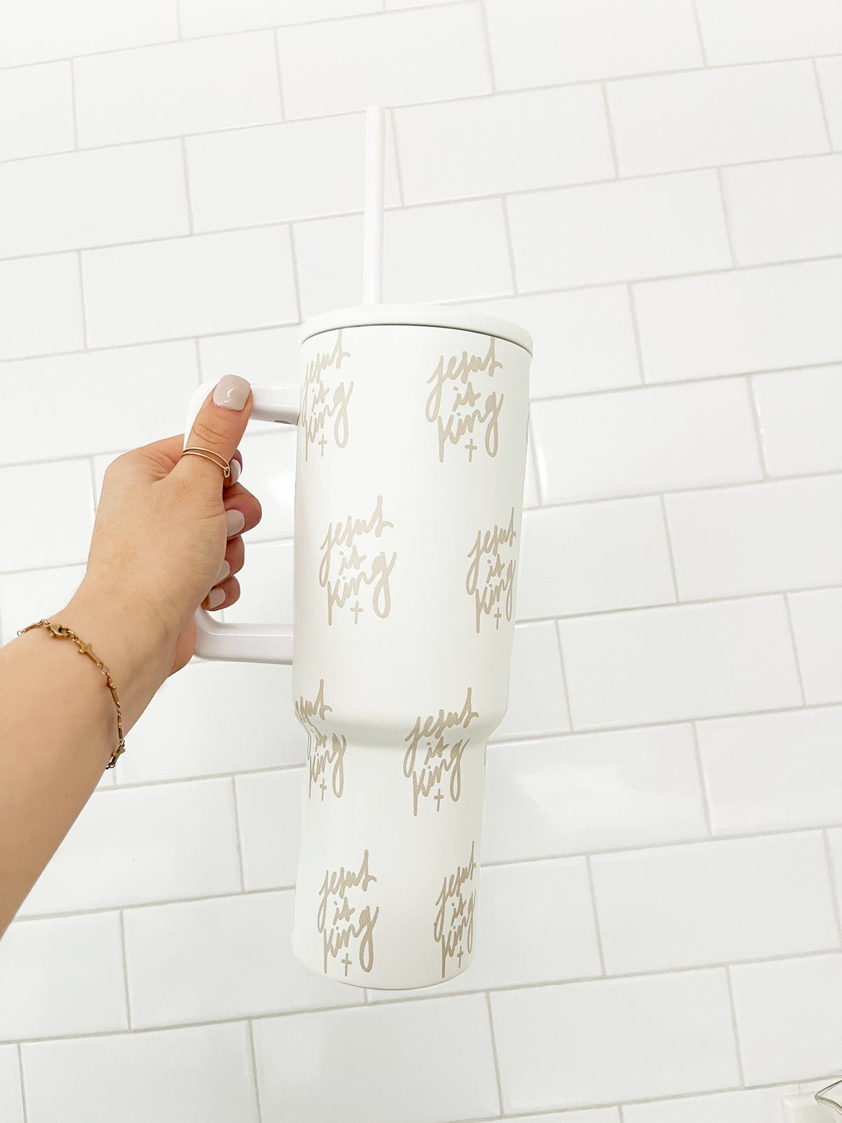 Jesus is King Handle Tumbler