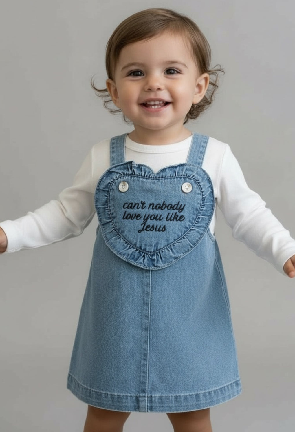 Can't Nobody Love You Like Jesus Denim Heart Dress