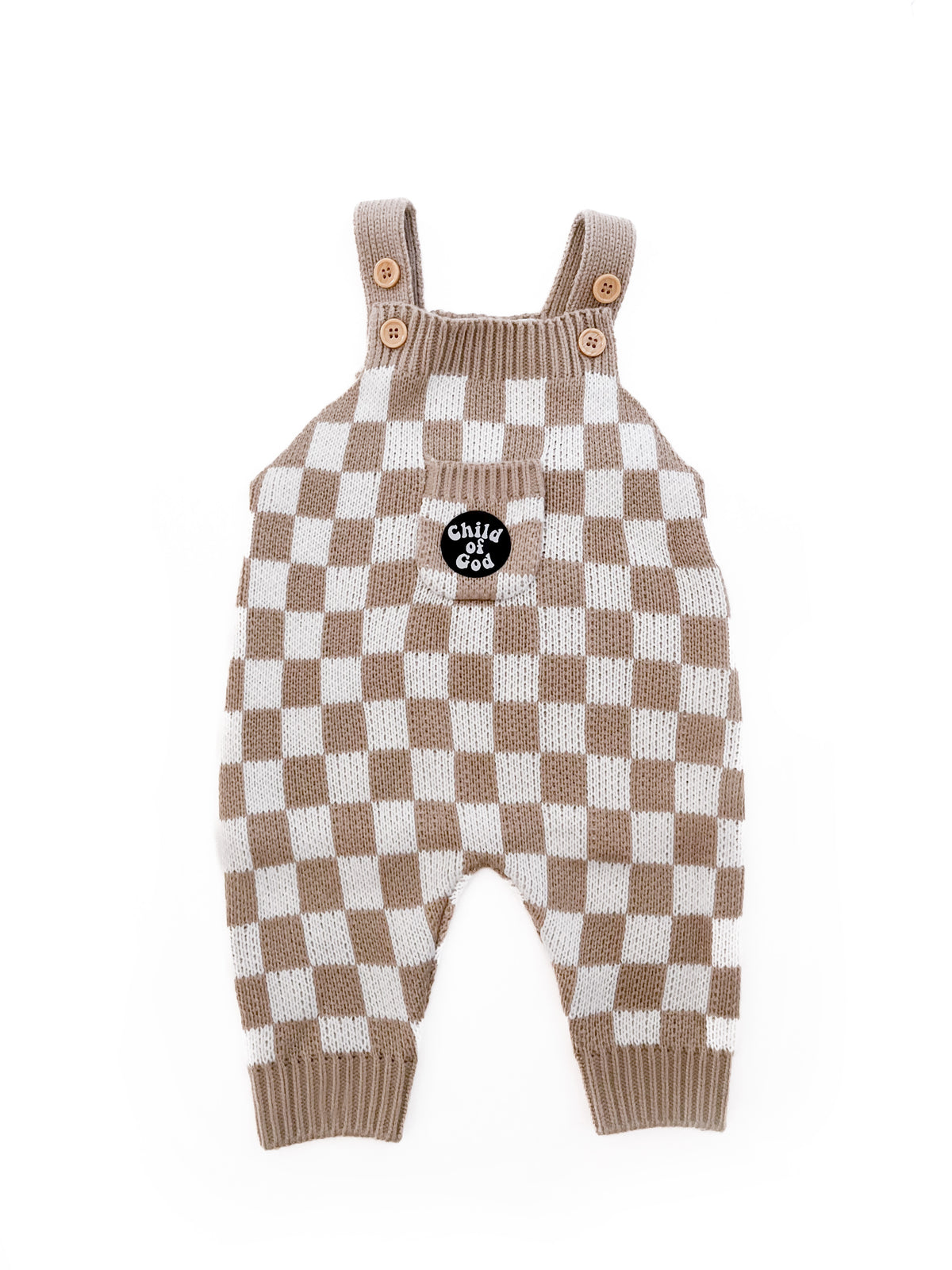 Child of God Checker Knitted Overalls