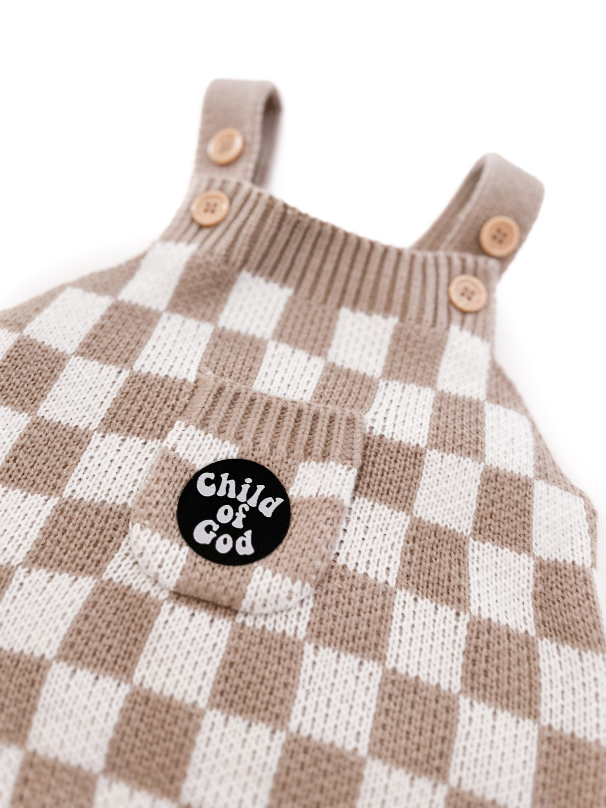 Child of God Checker Knitted Overalls