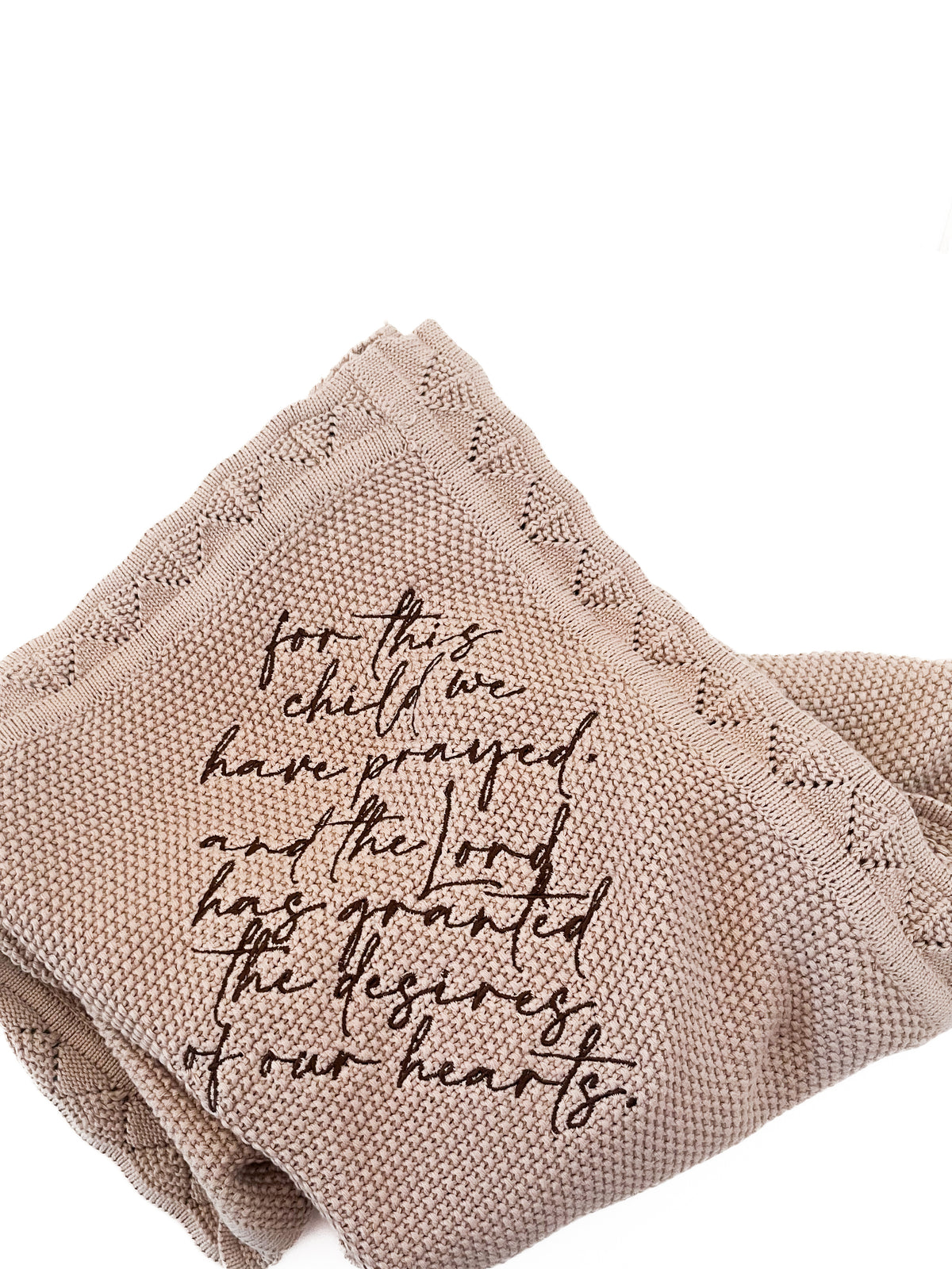 For This Child We Have Prayed Knit Blanket