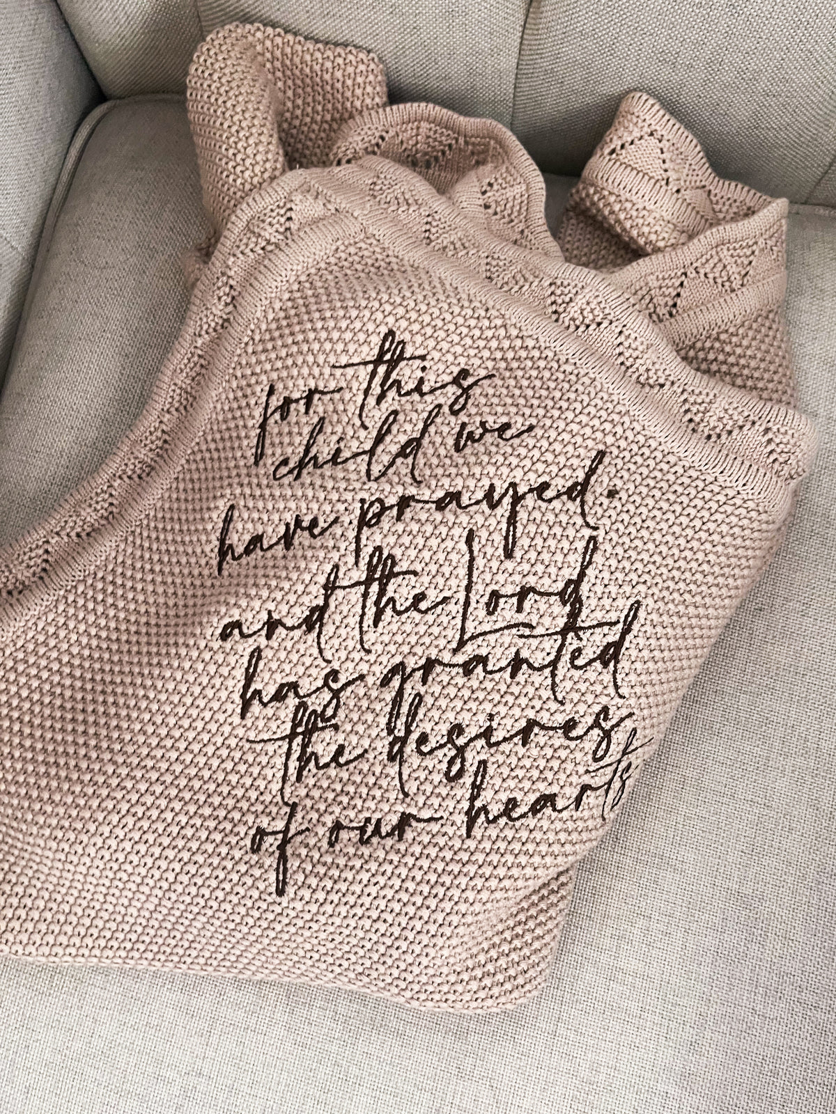 For This Child We Have Prayed Knit Blanket