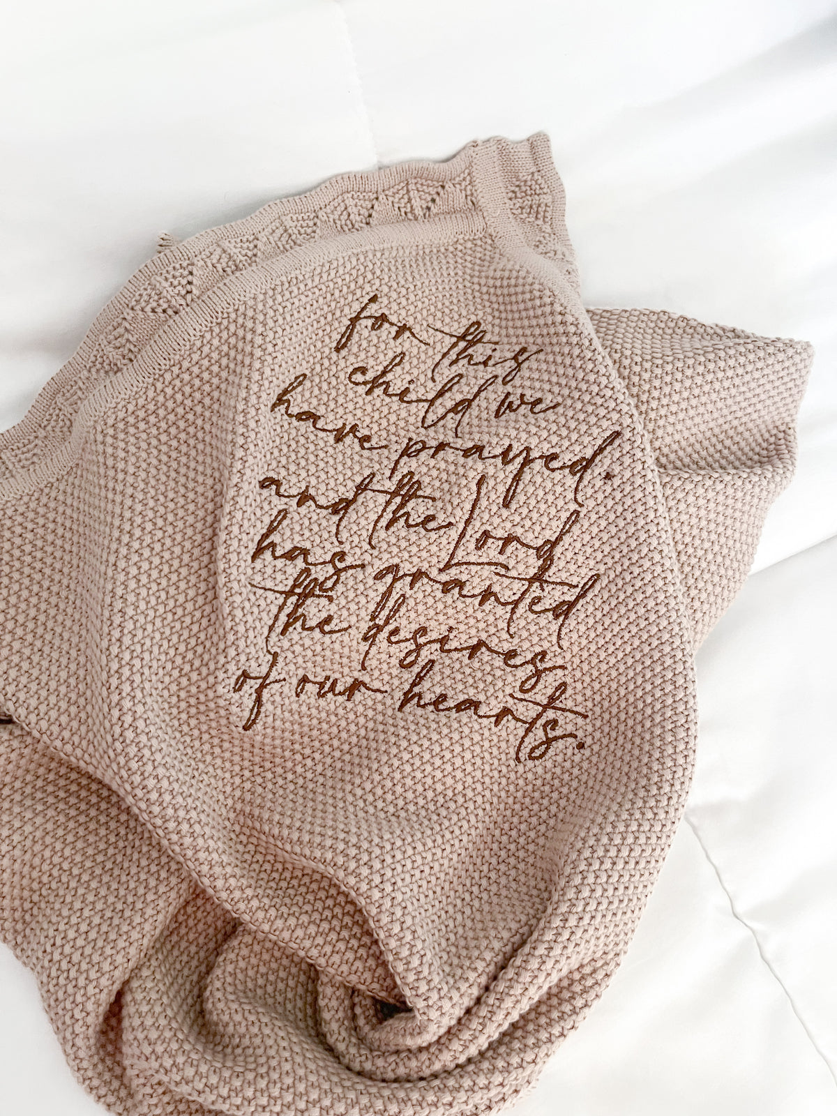 For This Child We Have Prayed Knit Blanket