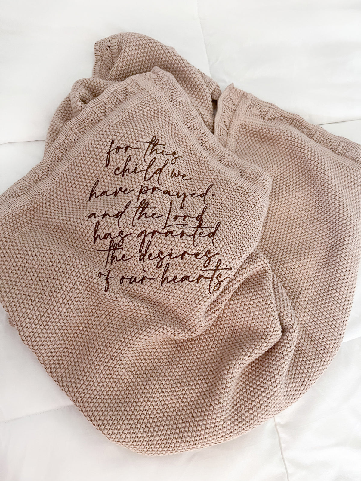 For This Child We Have Prayed Knit Blanket