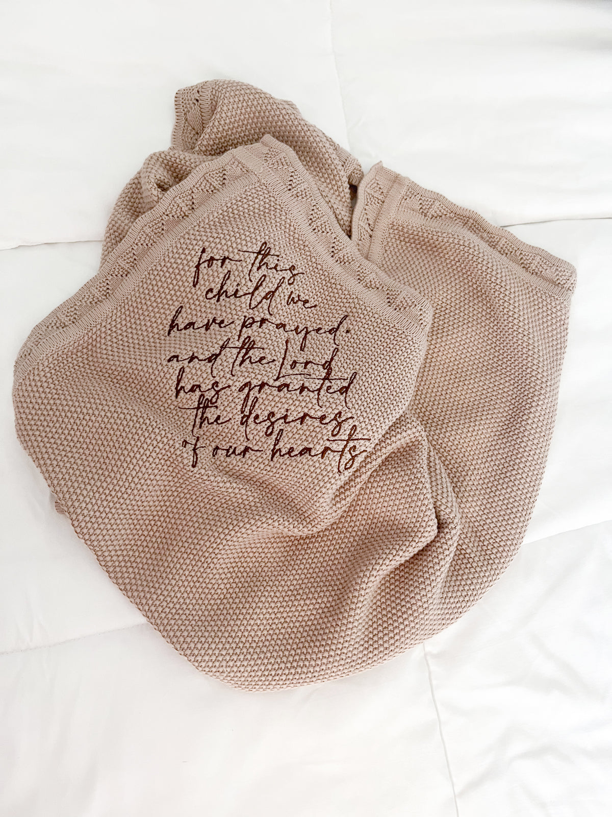 For This Child We Have Prayed Knit Blanket
