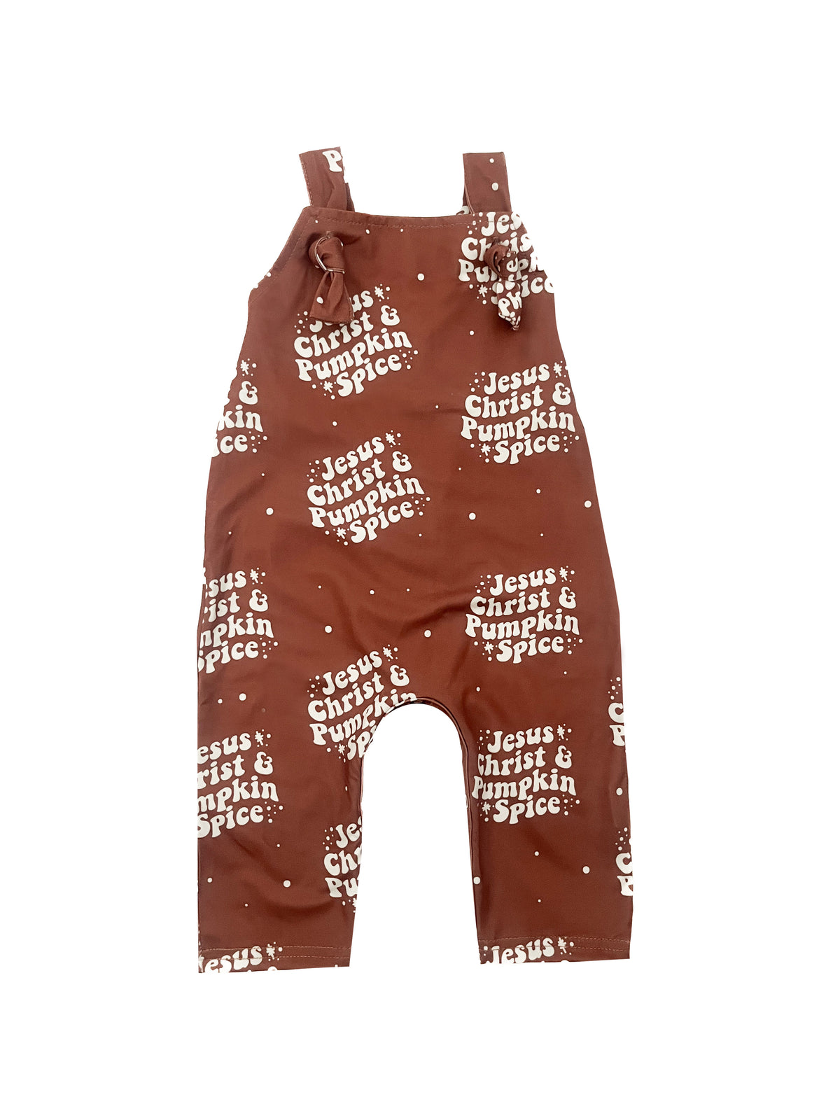 Jesus Christ & Pumpkin Spice Knotted Overalls