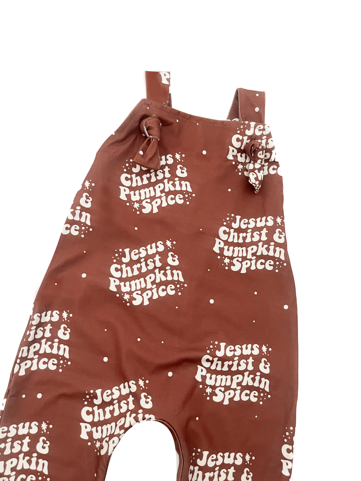 Jesus Christ & Pumpkin Spice Knotted Overalls
