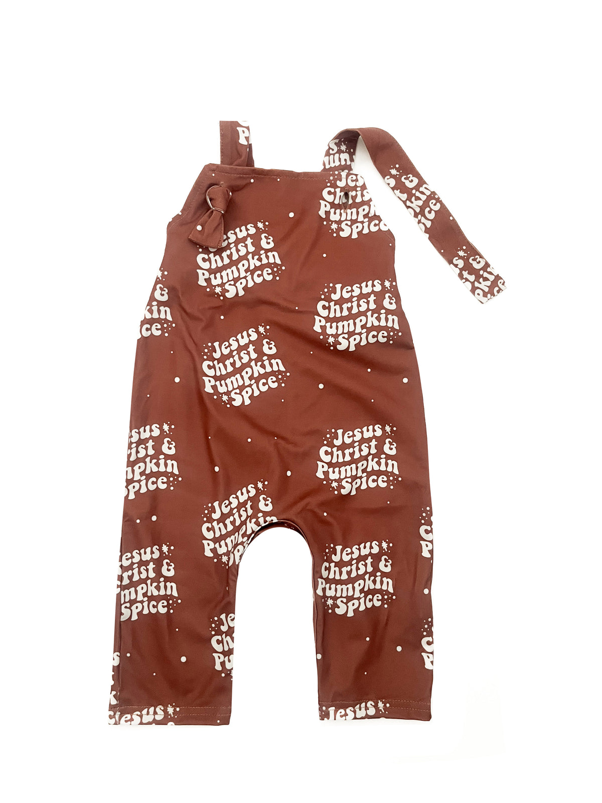 Jesus Christ & Pumpkin Spice Knotted Overalls