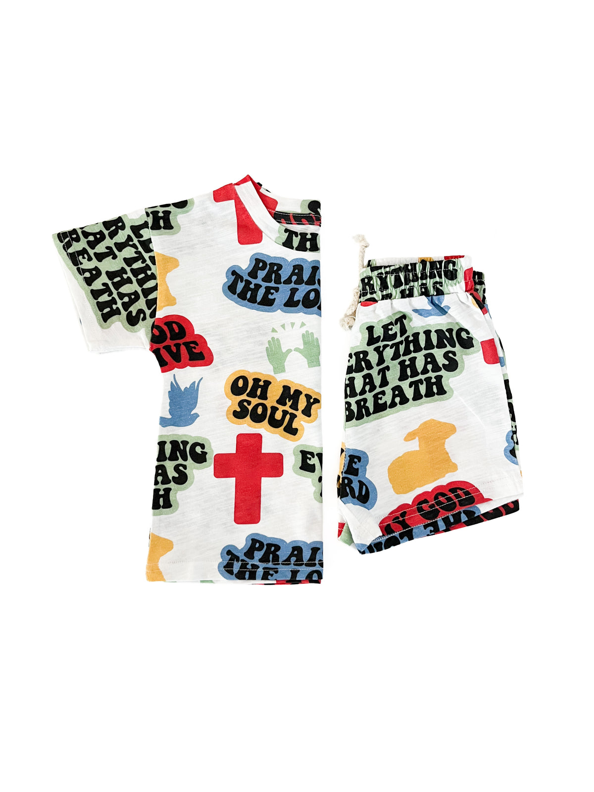 Praise the Lord Cartoon Shorts & Tee Set