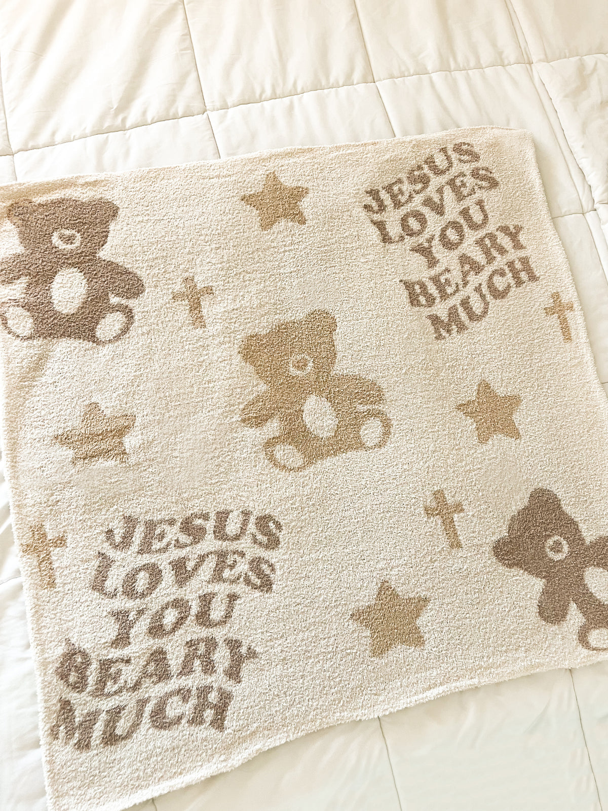 Jesus Loves You Beary Much Plush Blanket