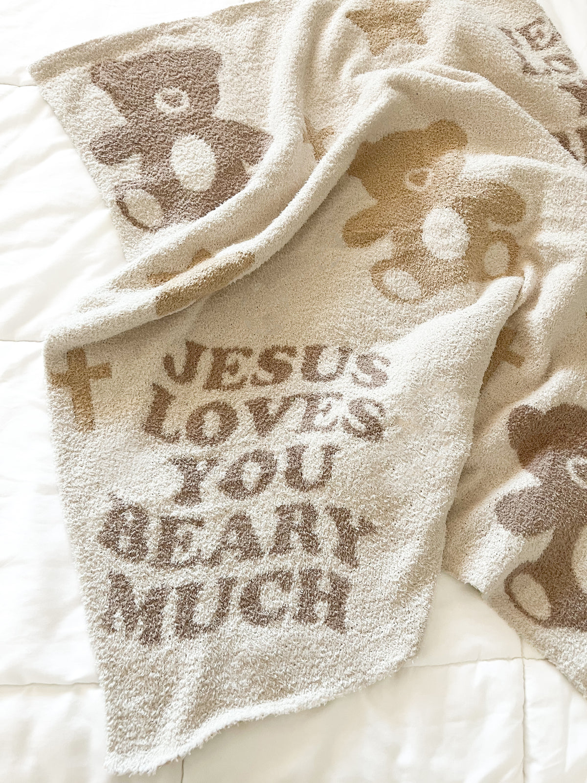 Jesus Loves You Beary Much Plush Blanket