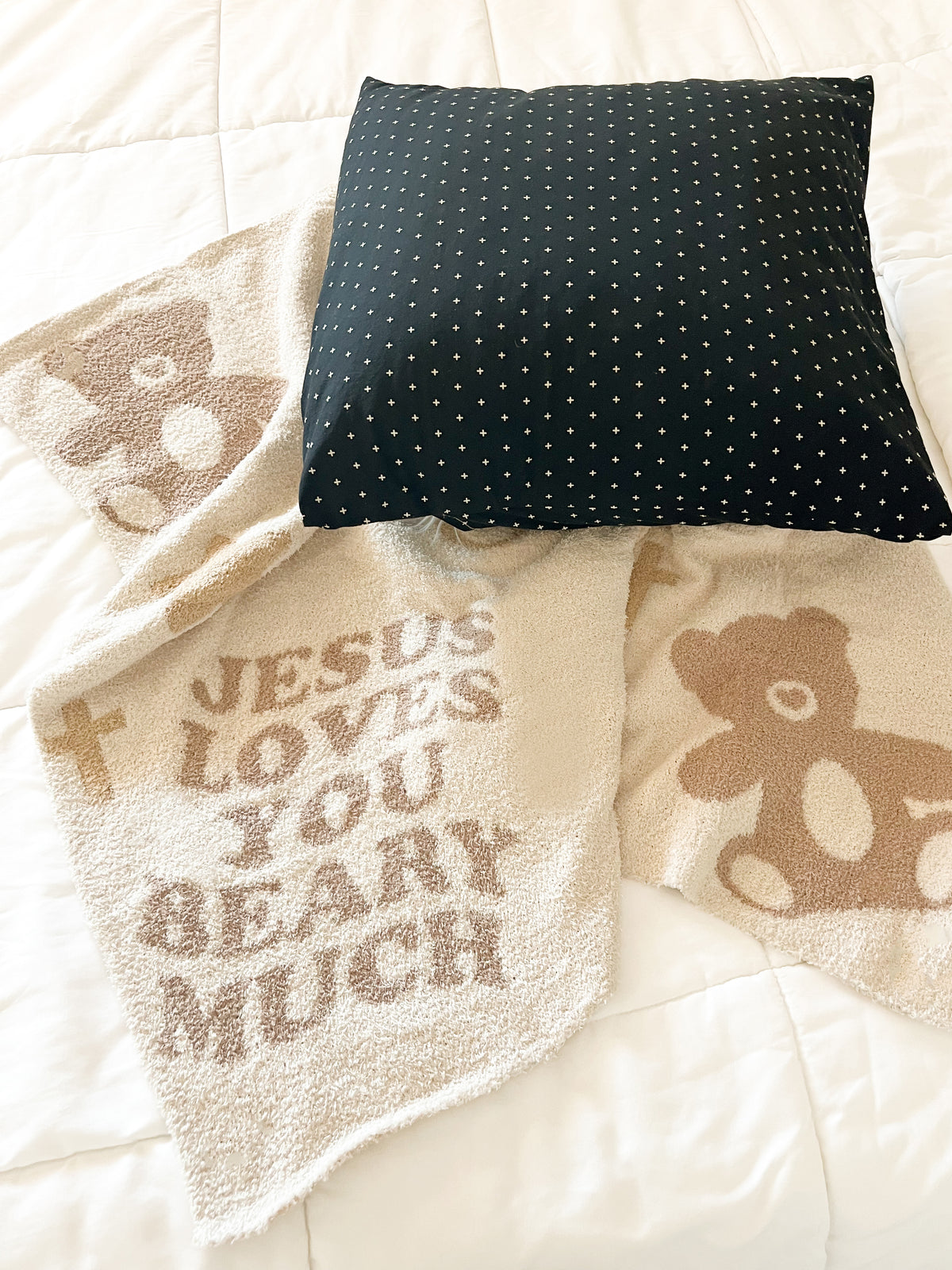 Jesus Loves You Beary Much Plush Blanket