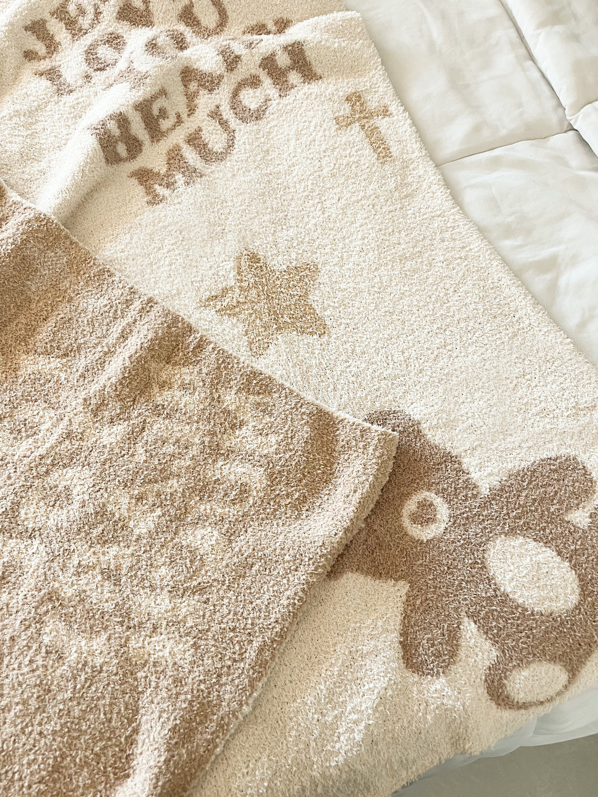 Jesus Loves You Beary Much Plush Blanket
