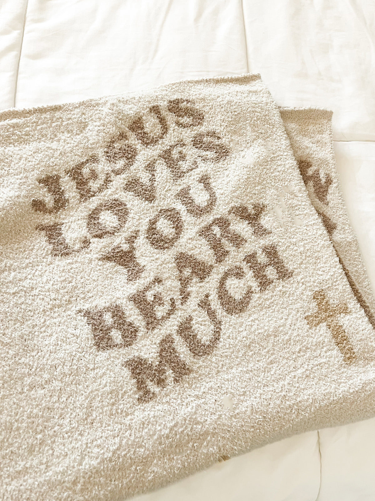 Jesus Loves You Beary Much Plush Blanket