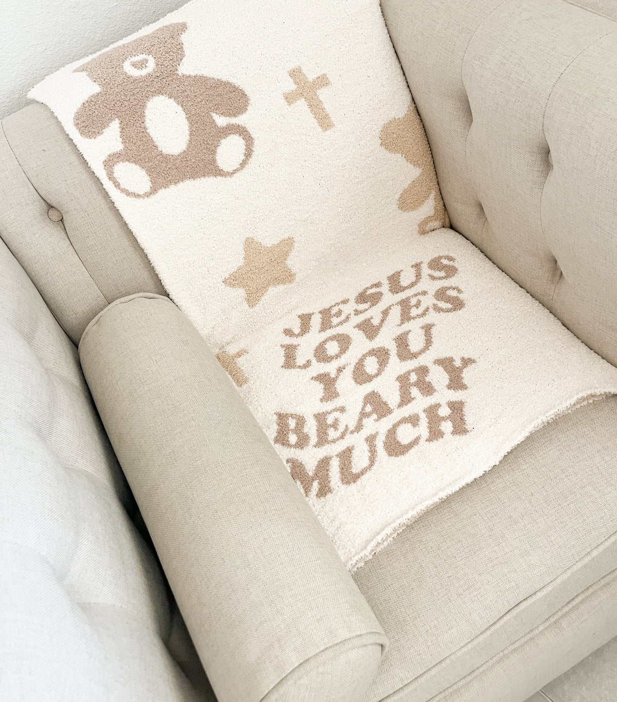 Jesus Loves You Beary Much Plush Blanket