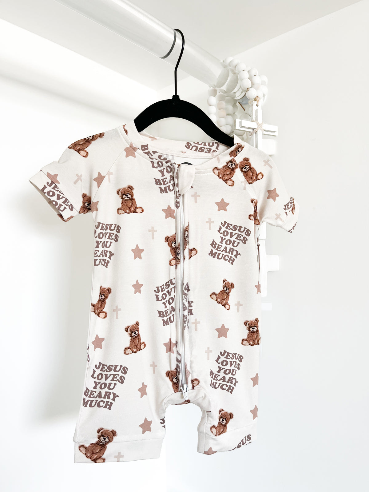 Jesus Loves You Beary Much Bamboo Short Jumpsuit
