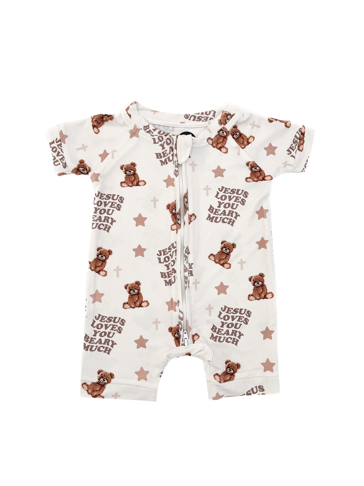 Jesus Loves You Beary Much Bamboo Short Jumpsuit