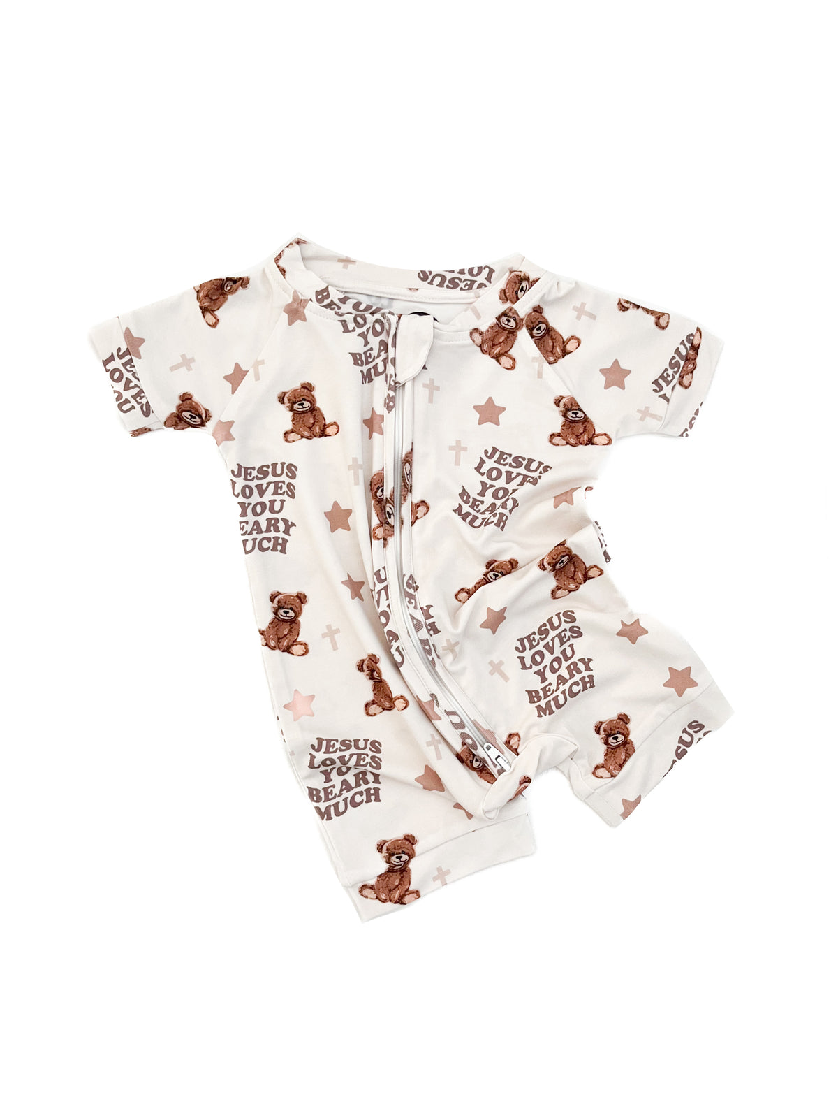 Jesus Loves You Beary Much Bamboo Short Jumpsuit