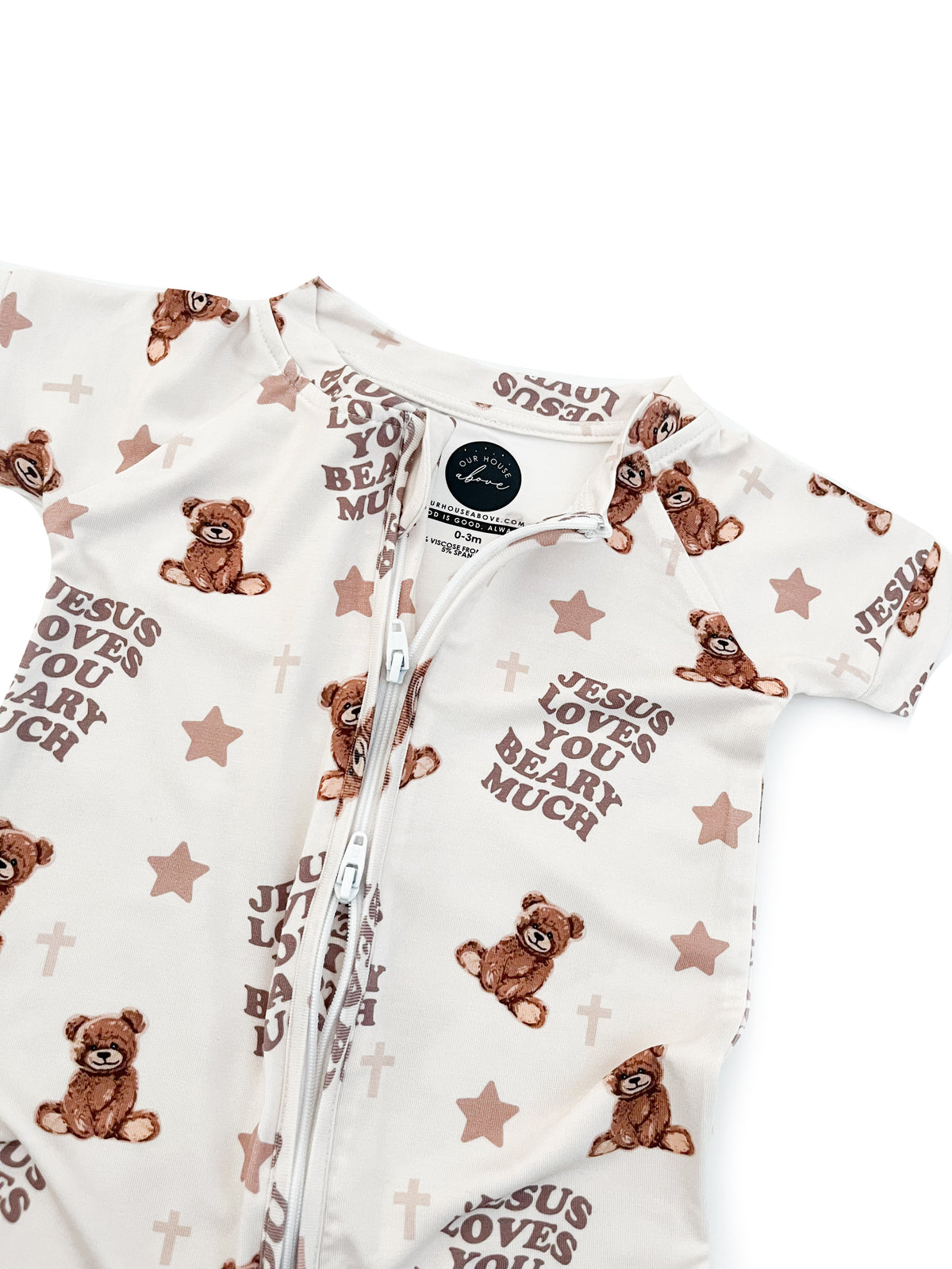 Jesus Loves You Beary Much Bamboo Short Jumpsuit