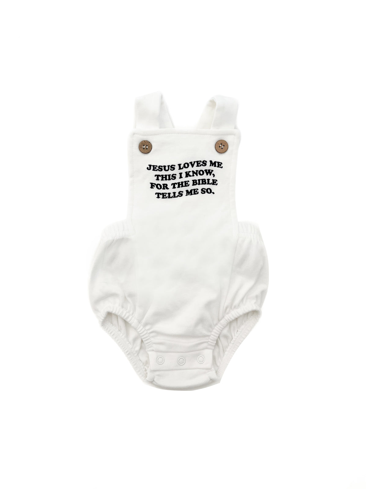 Jesus Loves Me This I Know Embroidered Romper