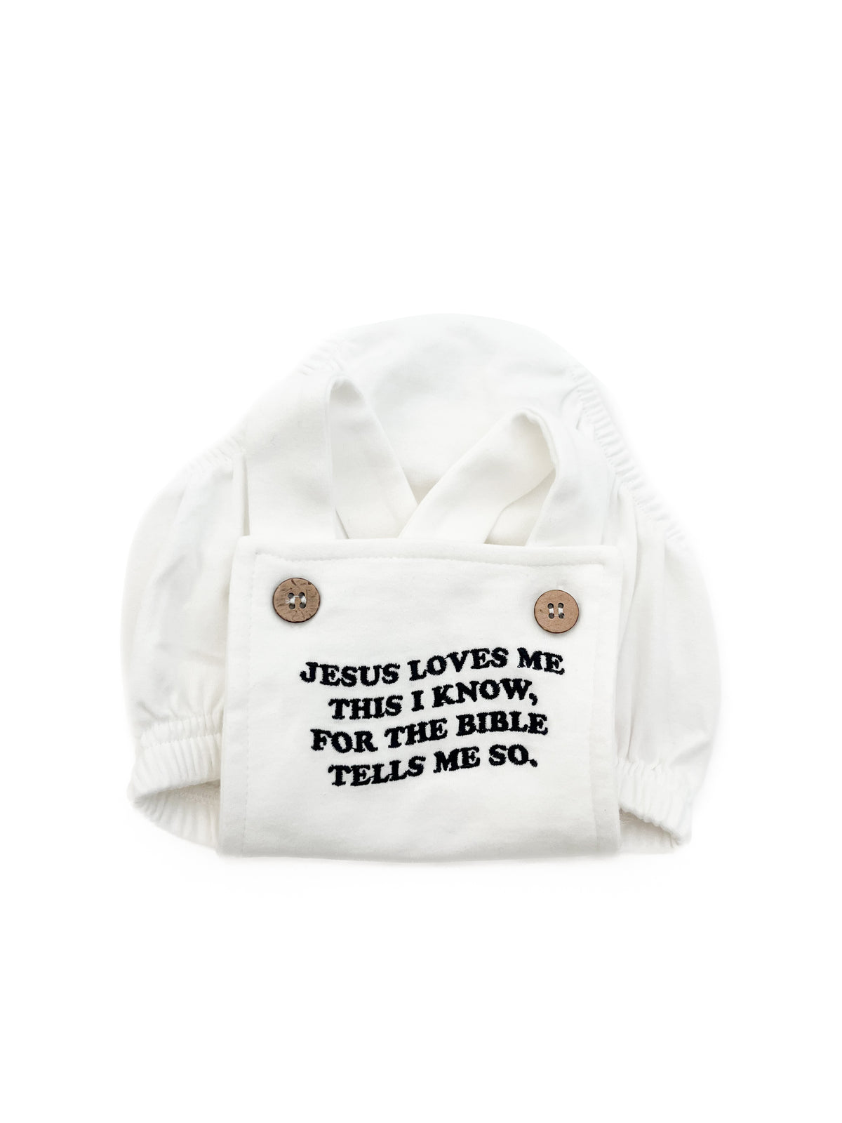 Jesus Loves Me This I Know Embroidered Romper