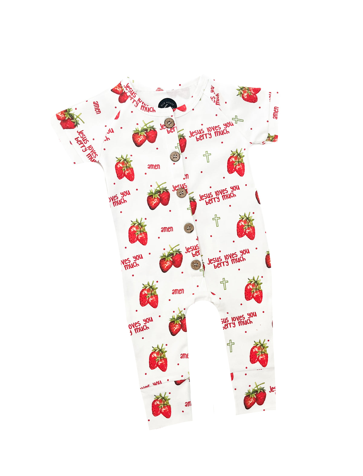 Jesus Loves You Berry Much Strawberry Jumpsuit