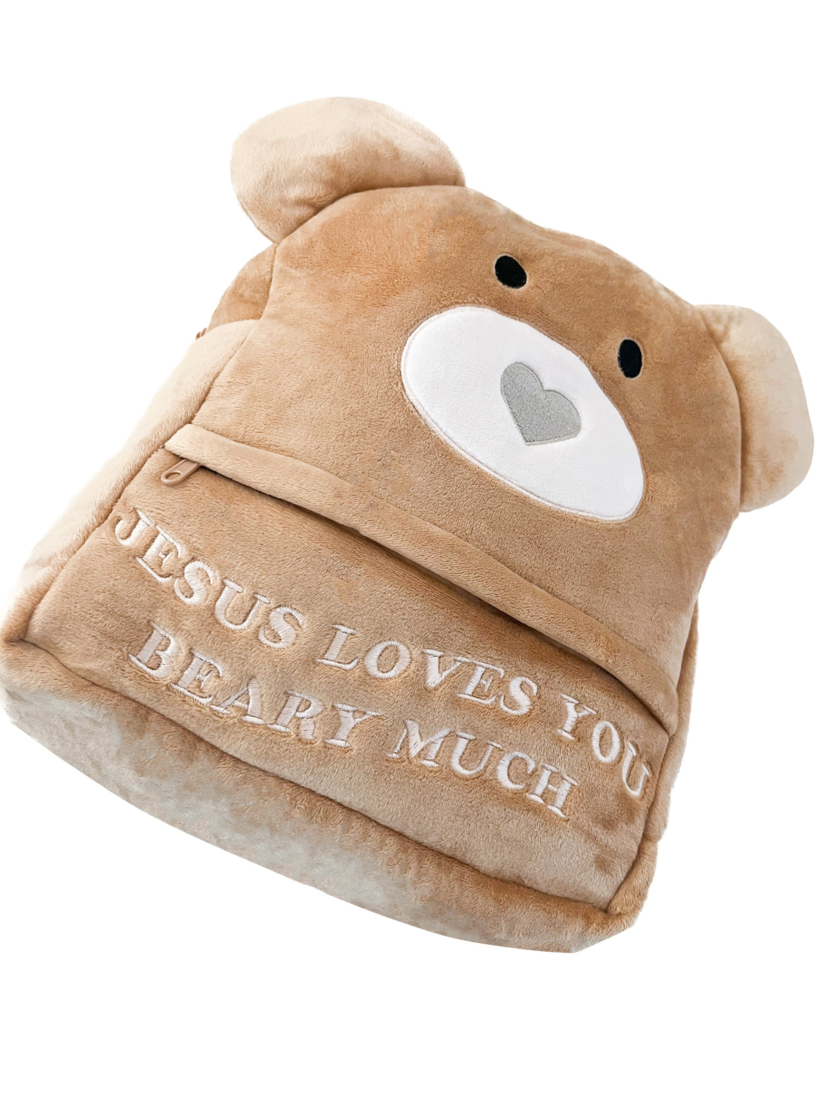 Jesus Loves Me Beary Much Plush Backpack