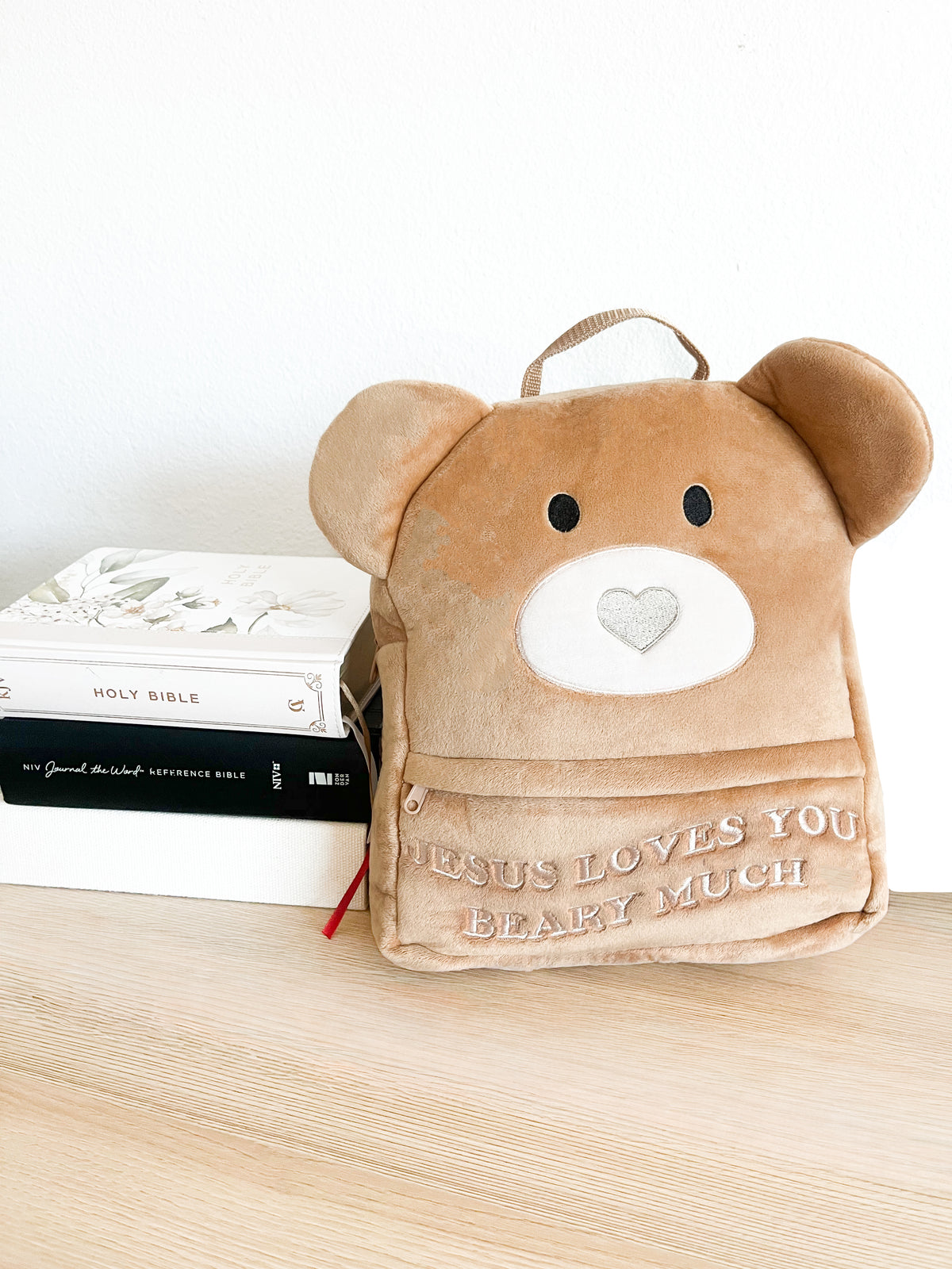 Jesus Loves Me Beary Much Plush Backpack