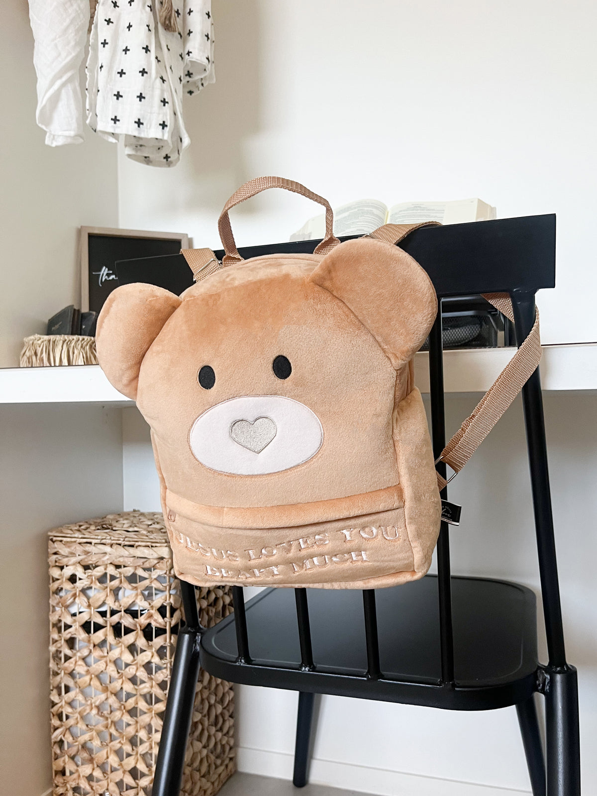Jesus Loves Me Beary Much Plush Backpack