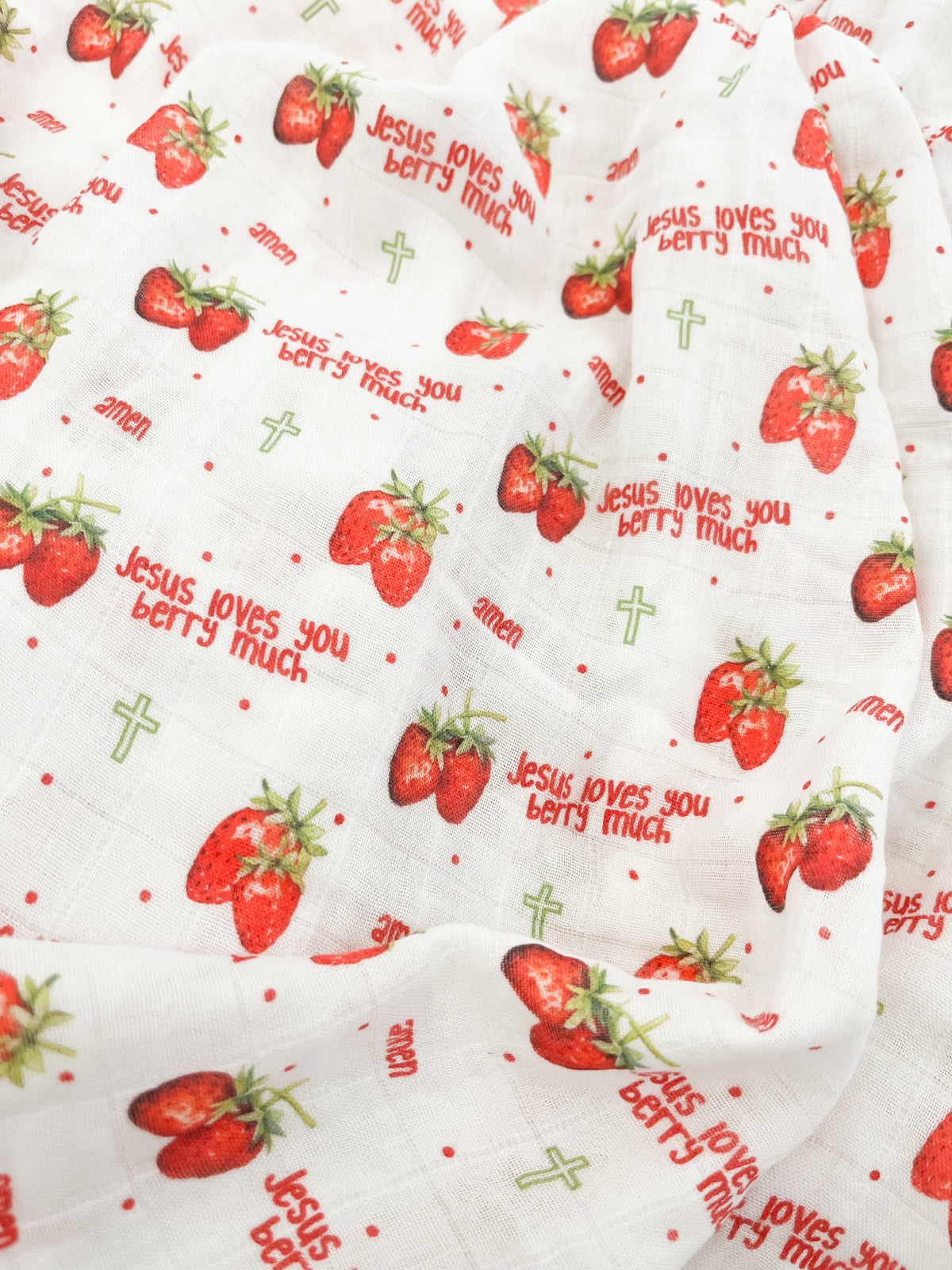 Jesus Loves You Berry Much Strawberry Swaddle